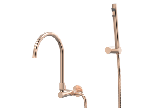 Tapware ParTaps Lugano Spa Wall Swivel Outlet Colour: Brushed Rose Gold Style: Divertor Outlet with Handshower & Bracket Place & Palette