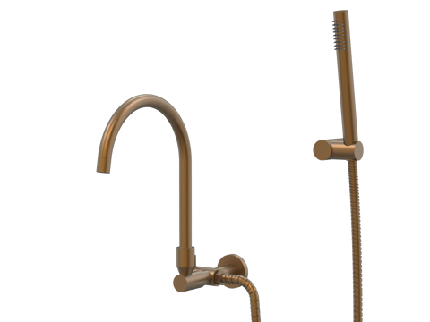 Tapware ParTaps Lugano Spa Wall Swivel Outlet Colour: Burnished Style: Divertor Outlet with Handshower & Bracket Place & Palette