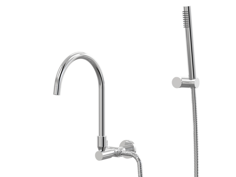 Tapware ParTaps Lugano Spa Wall Swivel Outlet Colour: Chrome Style: Divertor Outlet with Handshower & Bracket Place & Palette