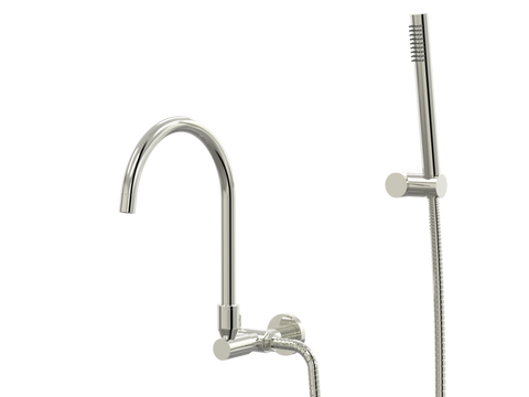 Tapware ParTaps Lugano Spa Wall Swivel Outlet Colour: Luminick Style: Divertor Outlet with Handshower & Bracket Place & Palette