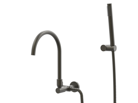 Tapware ParTaps Lugano Spa Wall Swivel Outlet Colour: Volcanic Grey Style: Divertor Outlet with Handshower & Bracket Place & Palette