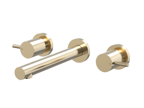Tapware ParTaps Lugano Wall Basin Set Colour: Brushed Brass Gold Place & Palette