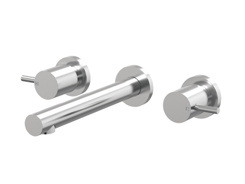 Tapware ParTaps Lugano Wall Basin Set Colour: Brushed Chrome Place & Palette