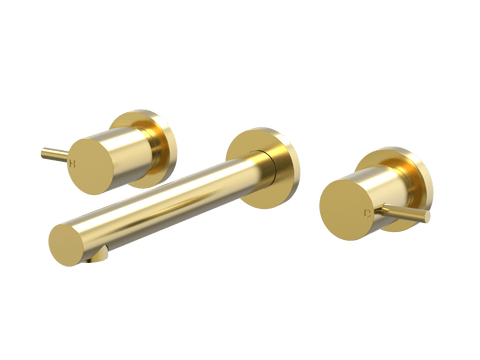 Tapware ParTaps Lugano Wall Basin Set Colour: Brushed Gold Place & Palette