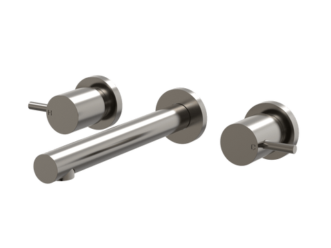 Tapware ParTaps Lugano Wall Basin Set Colour: Brushed Gunmetal Place & Palette