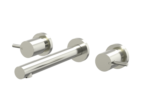 Tapware ParTaps Lugano Wall Basin Set Colour: Brushed Nickel Place & Palette