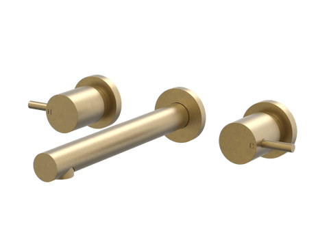 Tapware ParTaps Lugano Wall Basin Set Colour: Rumbled Brass Place & Palette