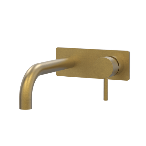 Tapware ParTaps Lugano Wall Bath Mixer Set On Plate - 90 Degree Colour: Rumbled Brass Size: 160mm Place & Palette