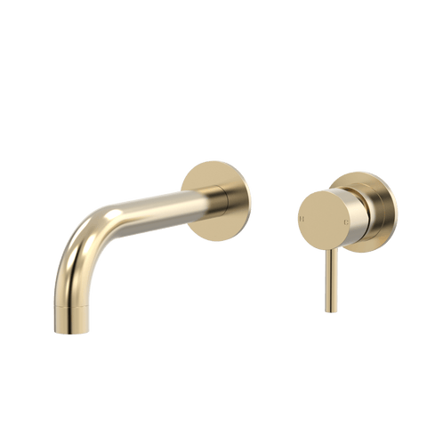 Tapware ParTaps Lugano Wall Mixer Basin Set - 90 Degree Outlet Colour: Brushed Brass Gold Size: 200mm Place & Palette