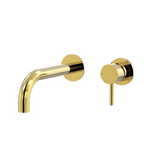 Tapware ParTaps Lugano Wall Mixer Basin Set - 90 Degree Outlet Colour: Gold Size: 200mm Place & Palette