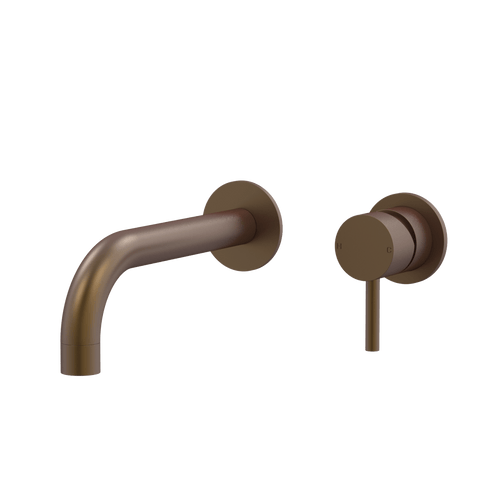 Tapware ParTaps Lugano Wall Mixer Basin Set - 90 Degree Outlet Colour: Native Brass Size: 200mm Place & Palette