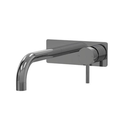 Tapware ParTaps Lugano Wall Mixer Basin Set On Plate - 90 Degree Colour: Black Sapphire Size: 200mm Place & Palette