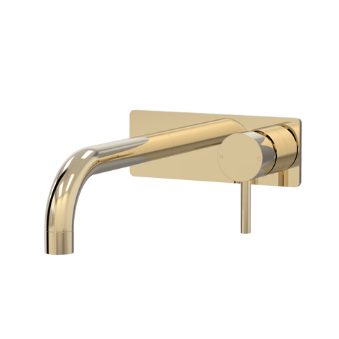 Tapware ParTaps Lugano Wall Mixer Basin Set On Plate - 90 Degree Colour: Brass Gold Size: 200mm Place & Palette