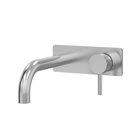 Tapware ParTaps Lugano Wall Mixer Basin Set On Plate - 90 Degree Colour: Brushed Chrome Size: 200mm Place & Palette