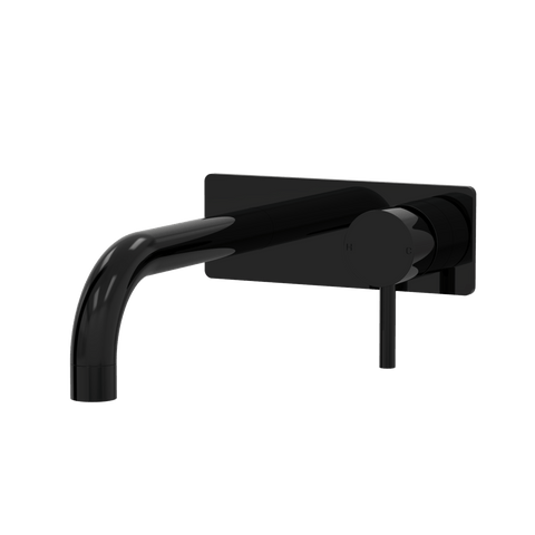 Tapware ParTaps Lugano Wall Mixer Basin Set On Plate - 90 Degree Colour: Midnight Black Size: 200mm Place & Palette