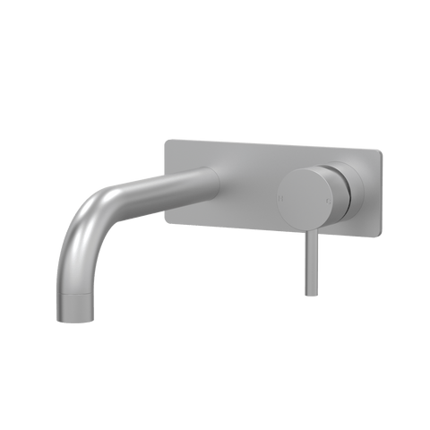 Tapware ParTaps Lugano Wall Mixer Basin Set On Plate - 90 Degree Colour: Satin Pearl Size: 200mm Place & Palette