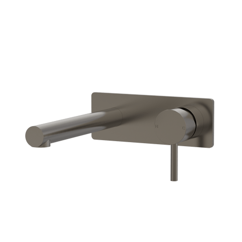 Tapware ParTaps Lugano Wall Mixer Basin Set On Plate Colour: Brushed Gunmetal Size: 200mm Place & Palette