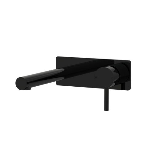 Tapware ParTaps Lugano Wall Mixer Basin Set On Plate Colour: Midnight Black Size: 200mm Place & Palette