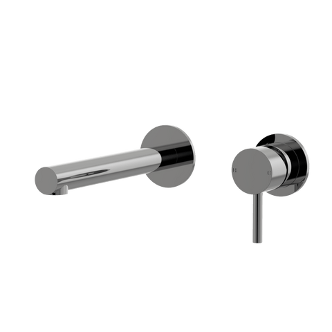 Tapware ParTaps Lugano Wall Mixer Basin Set Outlet Colour: Black Sapphire Size: 200mm Place & Palette
