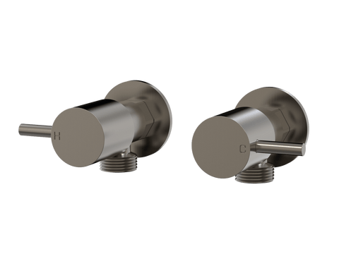 Tapware ParTaps Lugano Washing Machine Stops Wall Pair Colour: Brushed Gunmetal Place & Palette