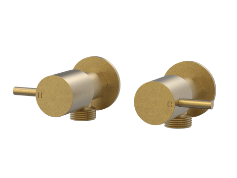 Tapware ParTaps Lugano Washing Machine Stops Wall Pair Colour: Rumbled Brass Place & Palette
