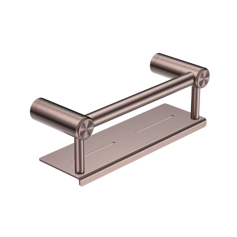 Accessories Nero Mecca Care 25mm Grab Rail With Shelf Colour: Brushed Bronze Size: 300mm Place & Palette