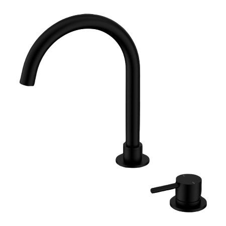 Tapware Nero Mecca Hob Basin Mixer Round Swivel Spout Colour: Matte Black Place & Palette