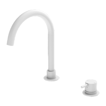 Tapware Nero Mecca Hob Basin Mixer Round Swivel Spout Colour: Matte White Place & Palette