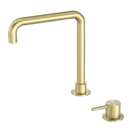 Tapware Nero Mecca Hob Basin Mixer Square Swivel Spout Colour: Brushed Gold Place & Palette