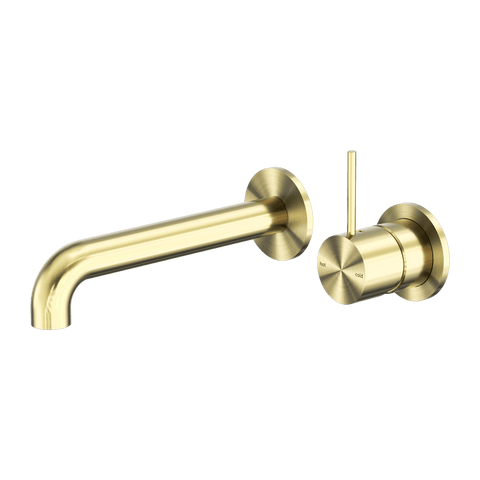 Tapware Nero Mecca Wall Basin/Bath Mixer Separate Back Plate Handle Up Colour: Brushed Gold Size: 120mm Place & Palette