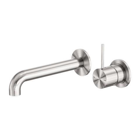 Tapware Nero Mecca Wall Basin/Bath Mixer Separate Back Plate Handle Up Colour: Brushed Nickel Size: 120mm Place & Palette