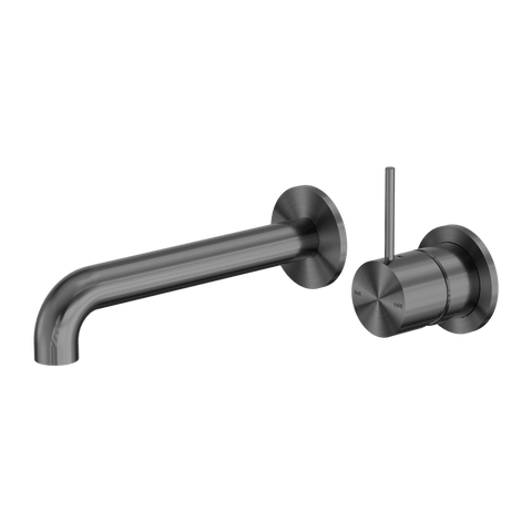 Tapware Nero Mecca Wall Basin/Bath Mixer Separate Back Plate Handle Up Colour: Gun Metal Size: 120mm Place & Palette