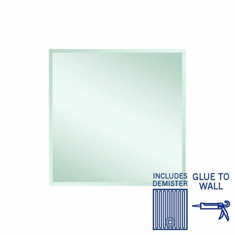 Mirrors Thermogroup Montana Rectangle 25mm Bevel Edge Mirror Style: Glue-to-Wall and Demister Size: 900x900x5mm Place & Palette