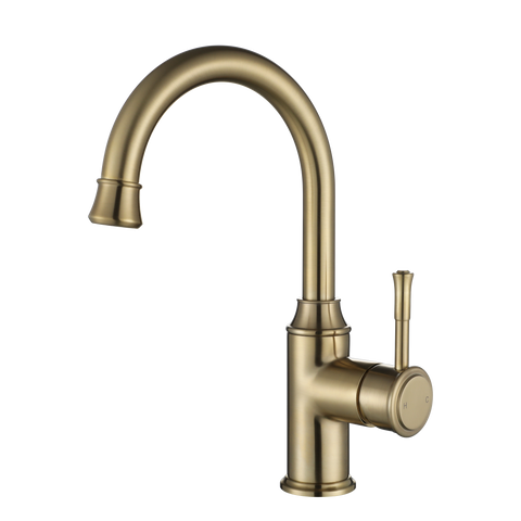 Tapware Modern National Montpellier Basin Set - High Rise Gooseneck Colour: Pvd Brushed Bronze Place & Palette