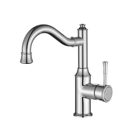 Tapware Modern National Montpellier Basin Set - High Rise Shepherd's Crook Colour: Electroplated Chrome Place & Palette