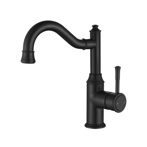 Tapware Modern National Montpellier Basin Set - High Rise Shepherd's Crook Colour: Electroplated Matte Black Place & Palette