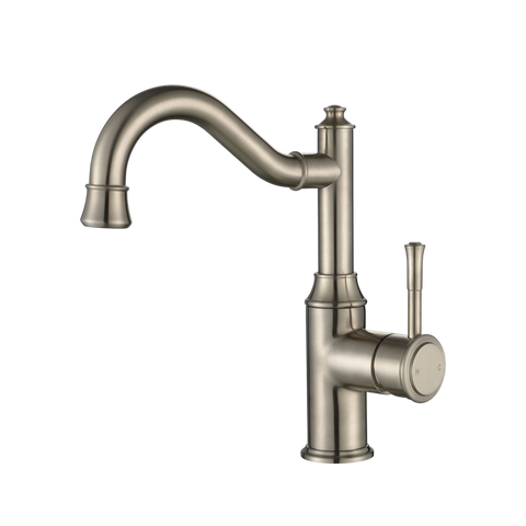 Tapware Modern National Montpellier Basin Set - High Rise Shepherd's Crook Colour: Pvd Brushed Nickel Place & Palette