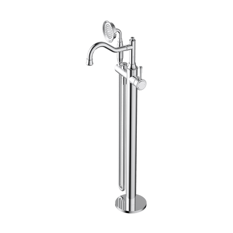 Tapware Modern National Montpellier Freestanding Bath Mixer Style: With Handshower Colour: Electroplated Chrome Place & Palette