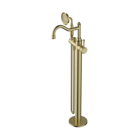 Tapware Modern National Montpellier Freestanding Bath Mixer Style: With Handshower Colour: Pvd Brushed Bronze Place & Palette
