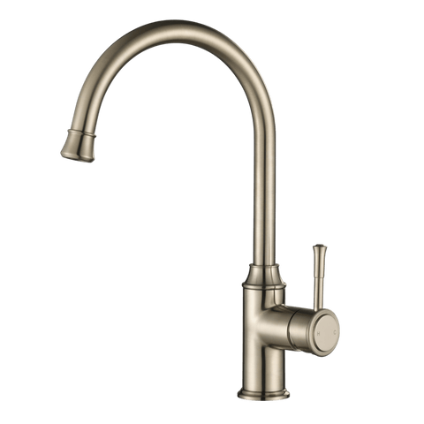 Tapware Modern National Montpellier Kitchen Mixer Shape: Gooseneck Colour: Pvd Brushed Nickel Place & Palette