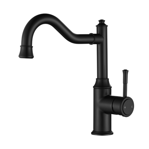 Tapware Modern National Montpellier Kitchen Mixer Shape: Shepherd's Crook Colour: Electroplated Matte Black Place & Palette