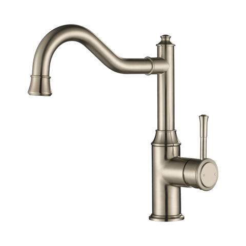 Tapware Modern National Montpellier Kitchen Mixer Shape: Shepherd's Crook Colour: Pvd Brushed Nickel Place & Palette