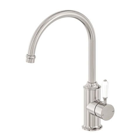 York Kitchen Mixer Gooseneck Spout With White Porcelain Lever