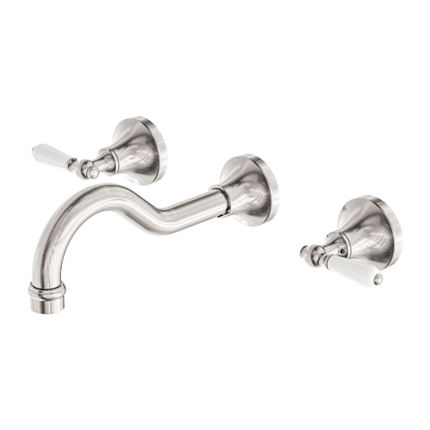 York Wall Basin Set With White Porcelain Lever