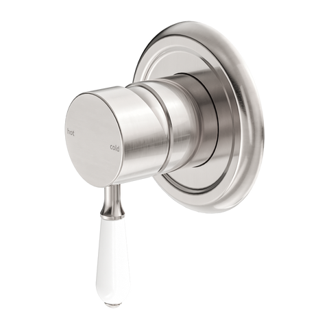 York Shower Mixer With White Porcelain Lever