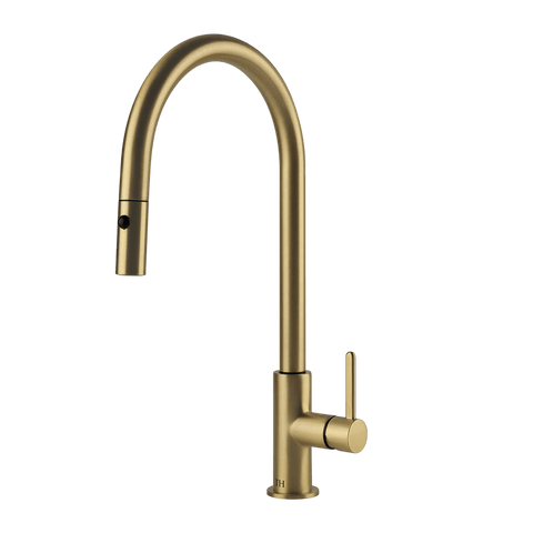 Tapware Turner Hastings Naples Pull Out Sink Mixer Colour: Brushed Brass Place & Palette