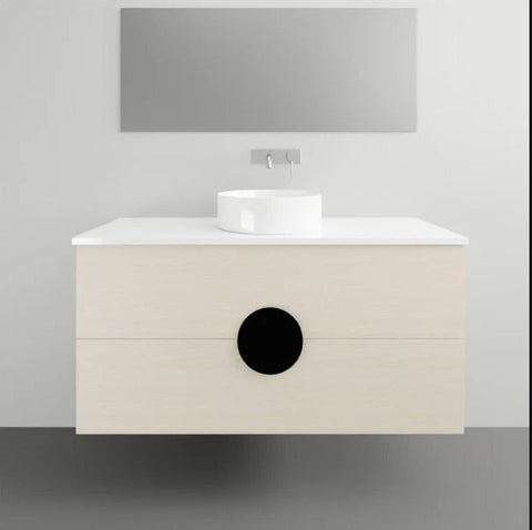 Vanities Timberline Oxbow Wall Hung Vanity with Silksurface Top & White Gloss Above Counter Basin Size: L 1200mm Centre Bowl Place & Palette