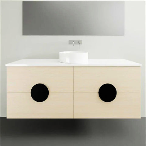 Vanities Timberline Oxbow Wall Hung Vanity with Silksurface Top & White Gloss Above Counter Basin Size: L 1500mm Centre Bowl Place & Palette