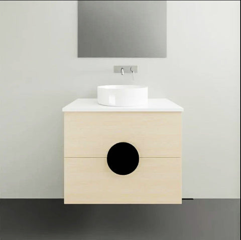 Vanities Timberline Oxbow Wall Hung Vanity with Silksurface Top & White Gloss Above Counter Basin Size: L 750mm Centre Bowl Place & Palette