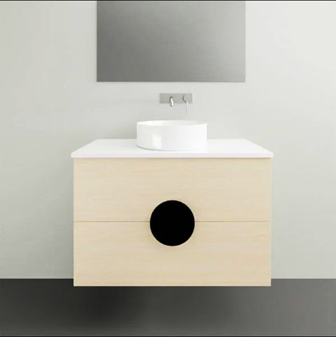 Vanities Timberline Oxbow Wall Hung Vanity with Silksurface Top & White Gloss Above Counter Basin Size: L 900mm Centre Bowl Place & Palette